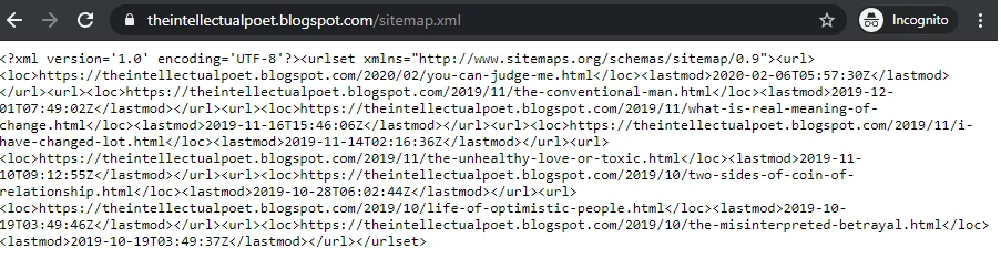 Example of an XML Sitemap