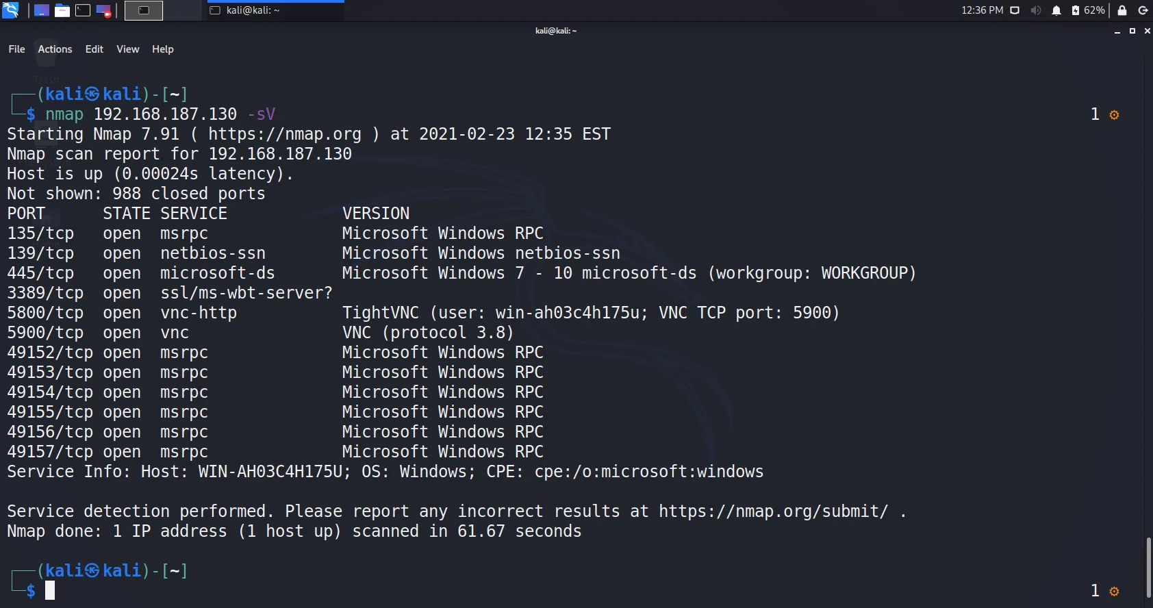 nmap scan version of smb